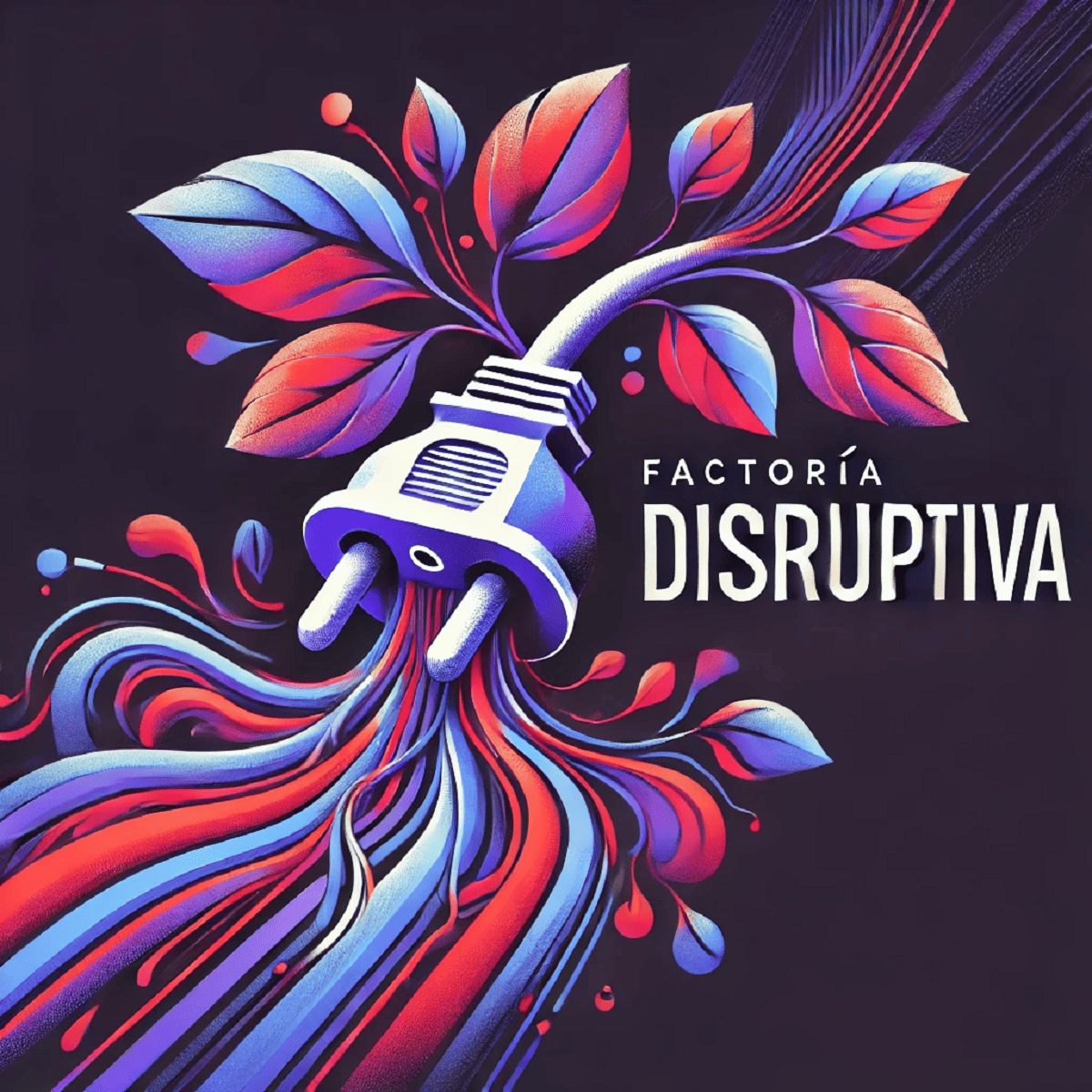 DALL·E 2024-10-18 22.07.28 - A surreal logo blending technology and nature, showing a power plug that morphs organically into a plant. The roots of the plant transform into electr